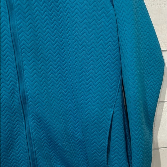 Adidas Women's Textured Layer Long Sleeve Full Zip Jacket Aqua 
Blue Size L - Picture 6 of 9